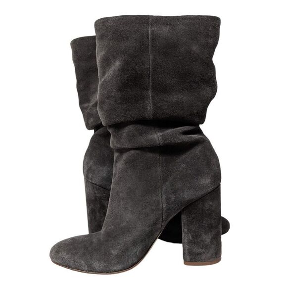 SPLENDID Phyllis Gray Suede Leather Mid-Calf High Heel Boots 7.5 - Picture 6 of 11